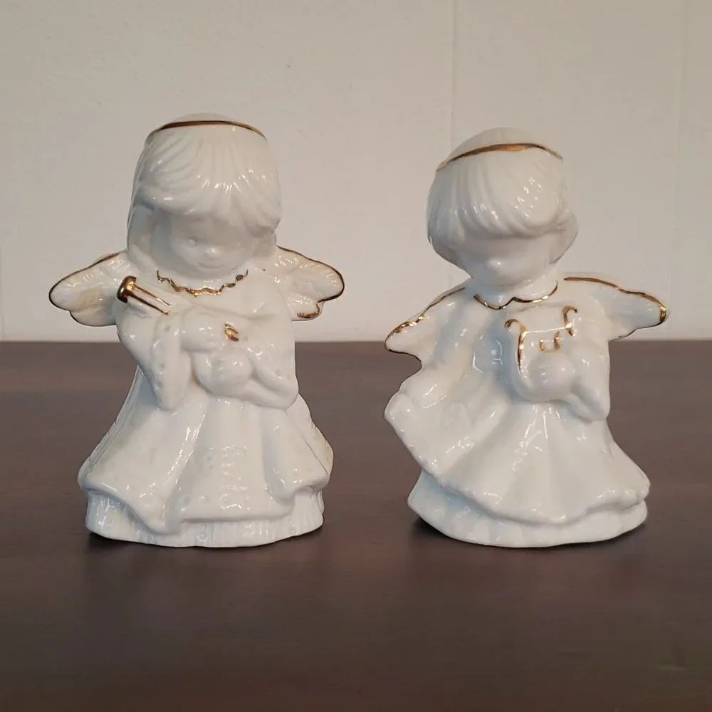 Set of 2 Vintage Porcelain Angel Bells